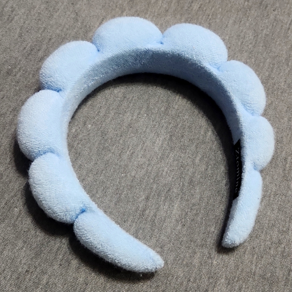 🔴🆓️FREE* Ztomine Puffy Terrycloth Sky Blue Face Wash Plushy Towel Spa Headband